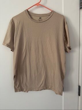 H&M Men's Short-Sleeve Crew Neck T-Shirt in Taupe
